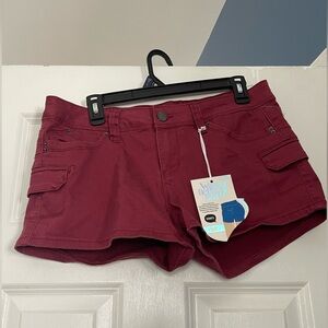 YMI Women's Dark Burgundy Cargo Shorts